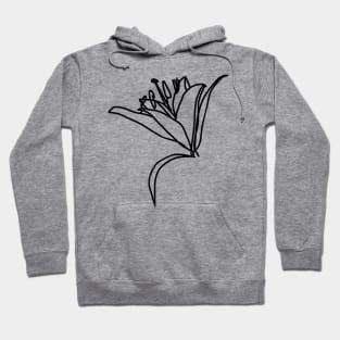 Stargazer Lily Flower Line Drawing Hoodie